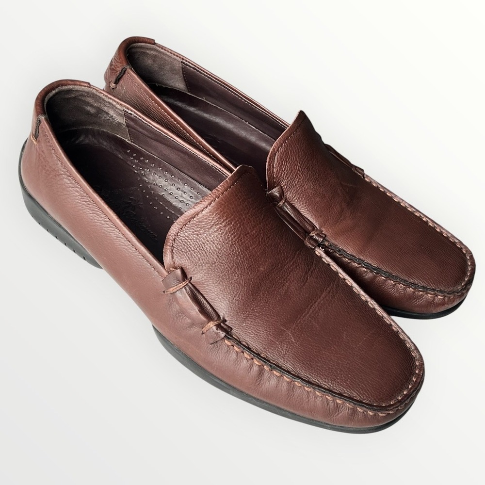 Tommy Bahama Men’s Brown Leather‎ Slip-On Driving Loafers Moc Toe Size 9 D